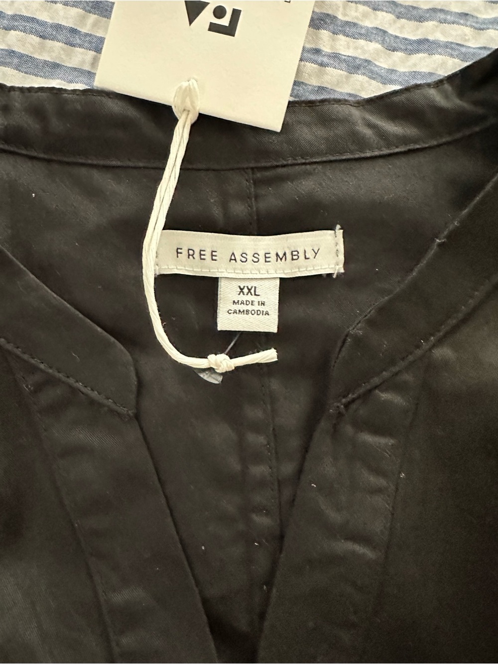 NWT Free Assembly Black Button-Front Midi Dress with Waist Tie - Picture 4 of 10